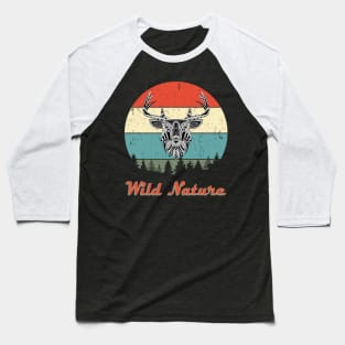 Wild Nature Deer White Abstract Sunset Baseball T-Shirt